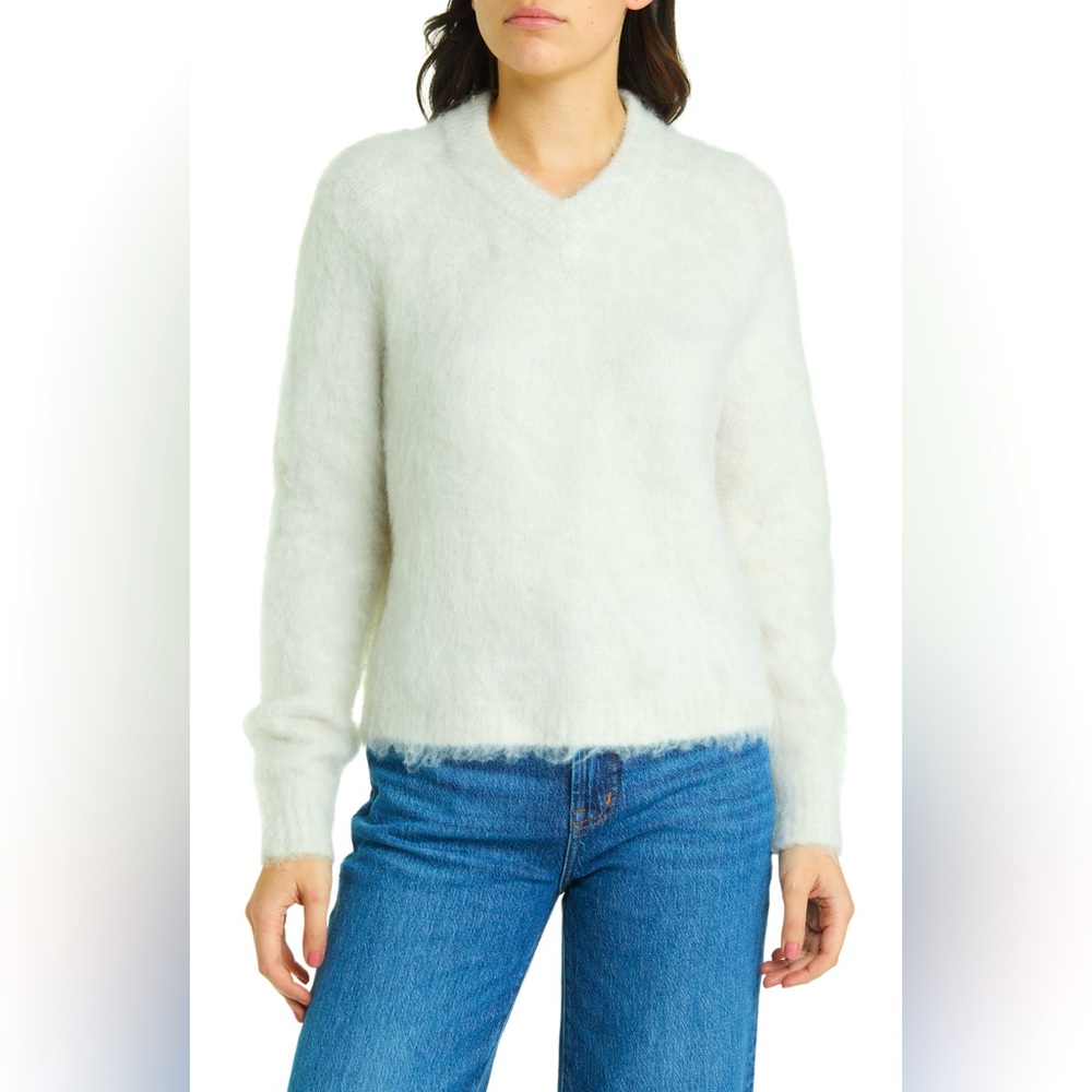 95-🌈NWT Mdwll Brushed V-Neck Sweater Alpaca Wool blend size Small